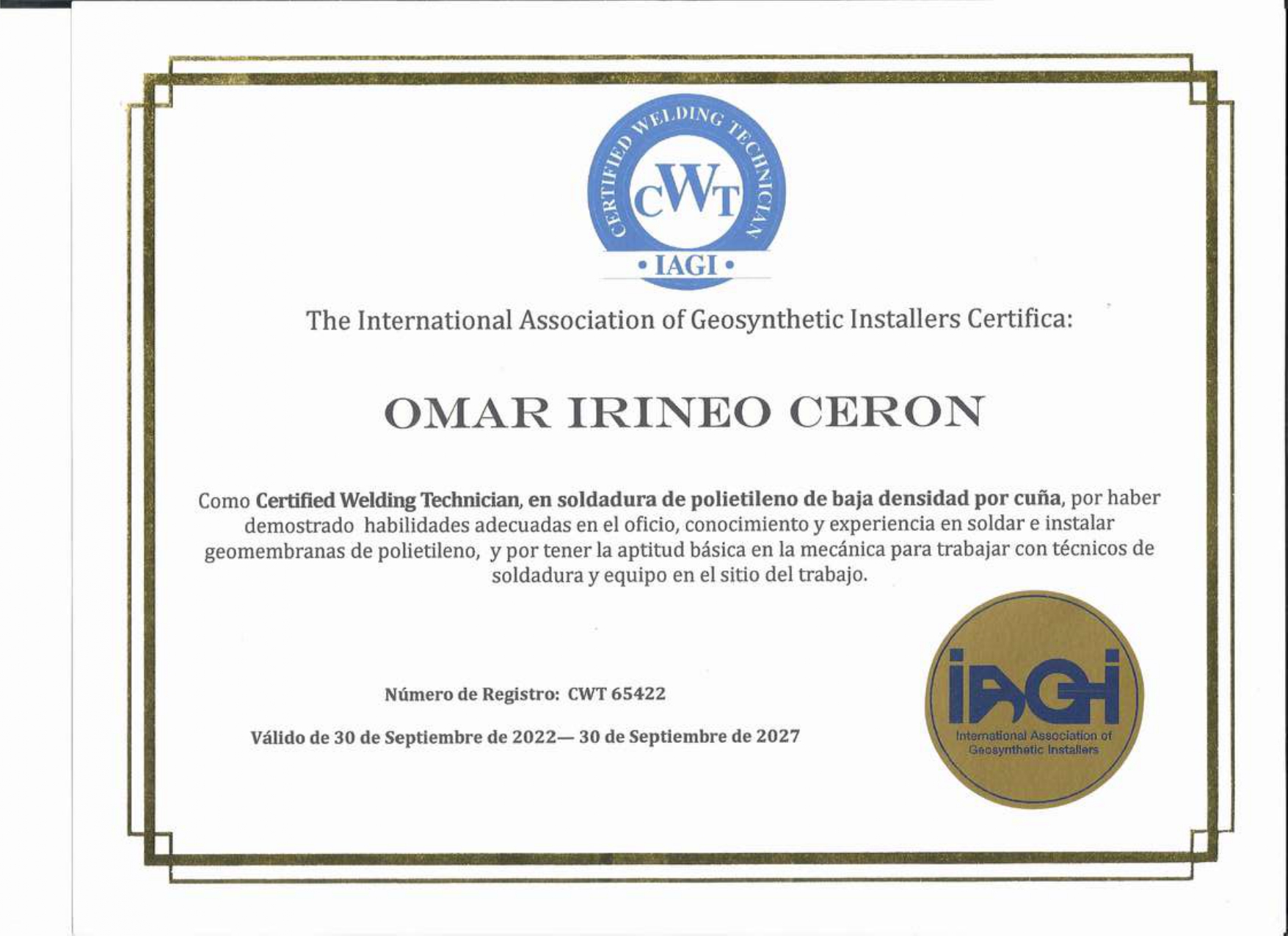 Omar Irineo Ceron 2022-2027